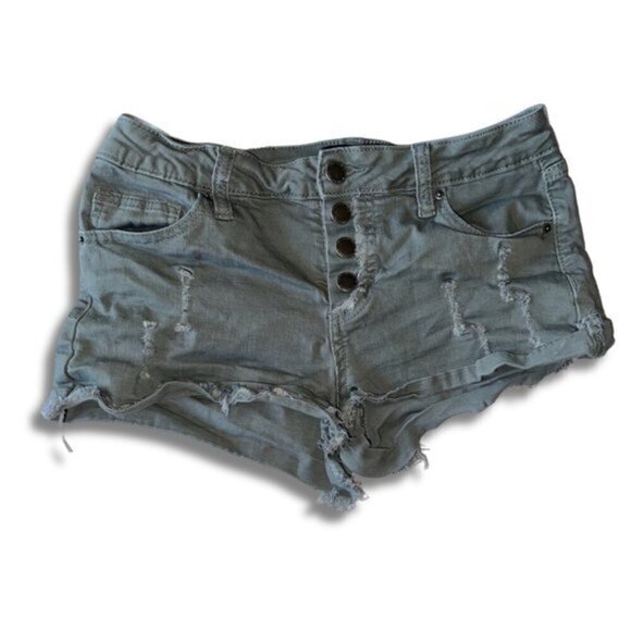 Angel Kiss Pants - Angel Kiss Camo Green Jean Shorts 5